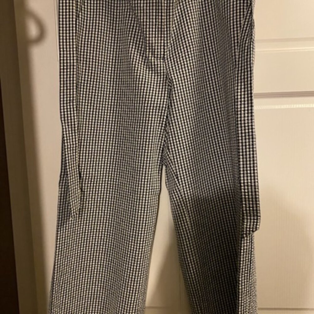 Loft black and white gingham pants, large nwt